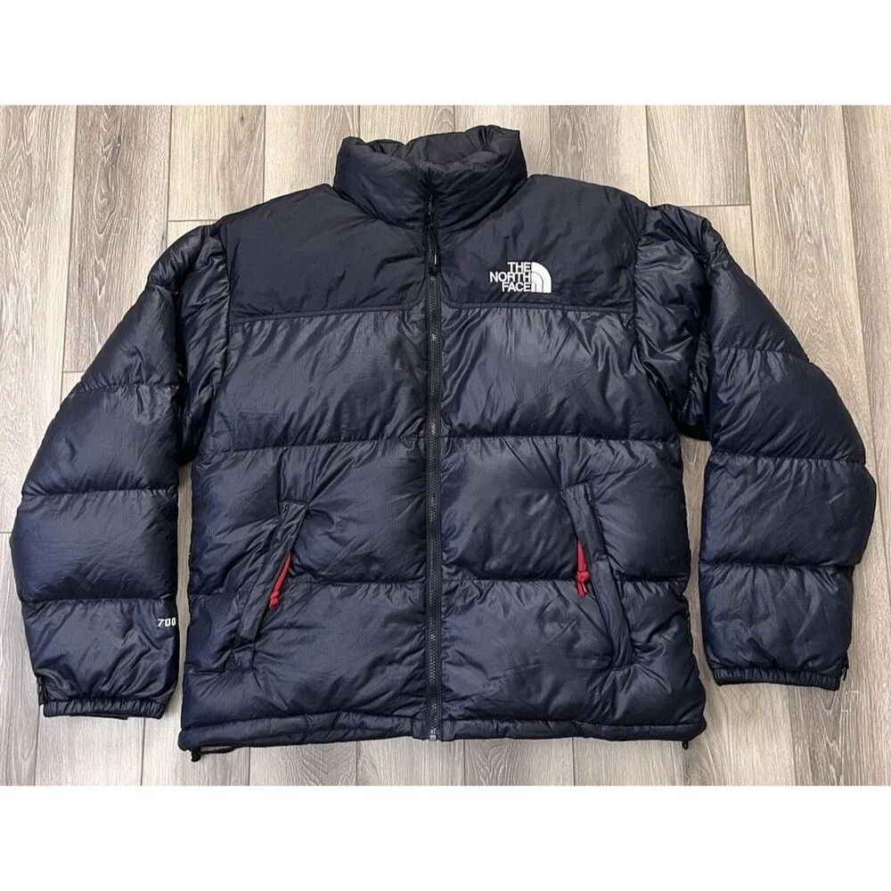 The North Face 700 Down Black Puffer Jacket Full Zip Pockets Men's Sz Large